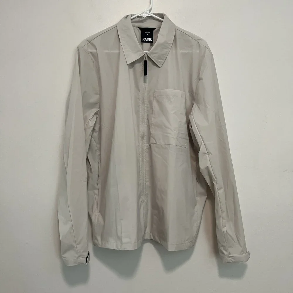 Rains Mito Overshirt‎ Lightweight Breathable Shirt Jacket In Matrix Cream Large